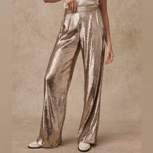 Sézane Aurelian sequin pants in Champagne size 34